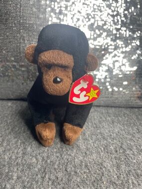 Congo The Gorilla:Ty Beanie Baby Black and Brown Gorilla Plush with Heart Tag